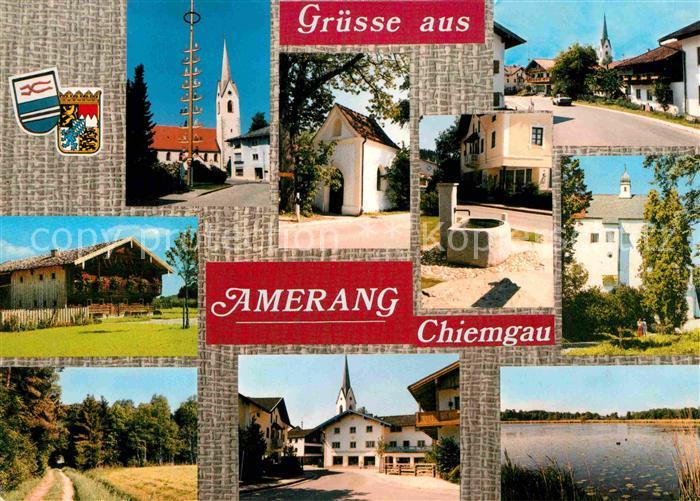 Amerang Teilansichten Erholungsort Kirche Brunnen Maibaum Waldweg See