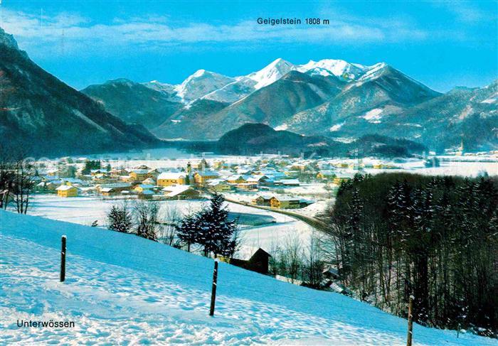 Unterwoessen Winterpanorama Achental Bayerische Alpen mit Hochgern Geigelstein