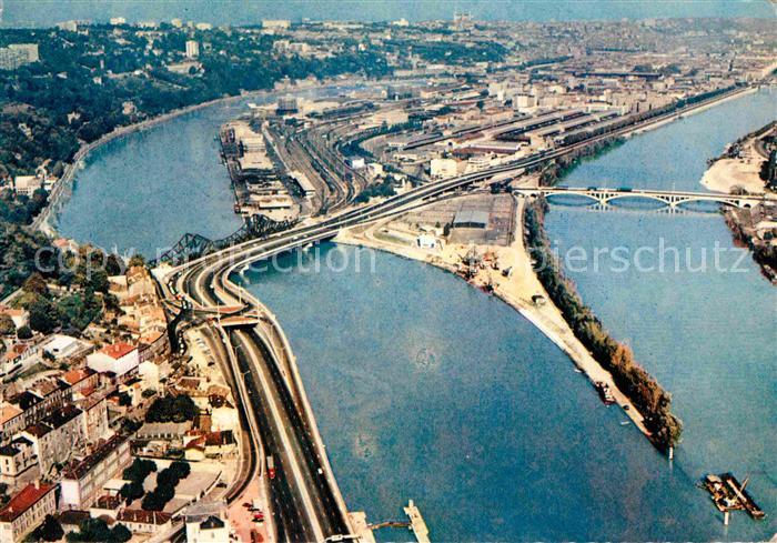 Lyon France Vue aerienne Confluent du Rhone et de la Seine Mulatiere Autoroute P