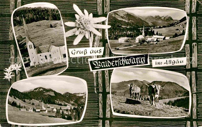 Balderschwang Kirche Panorama Kuehe Edelweiss
