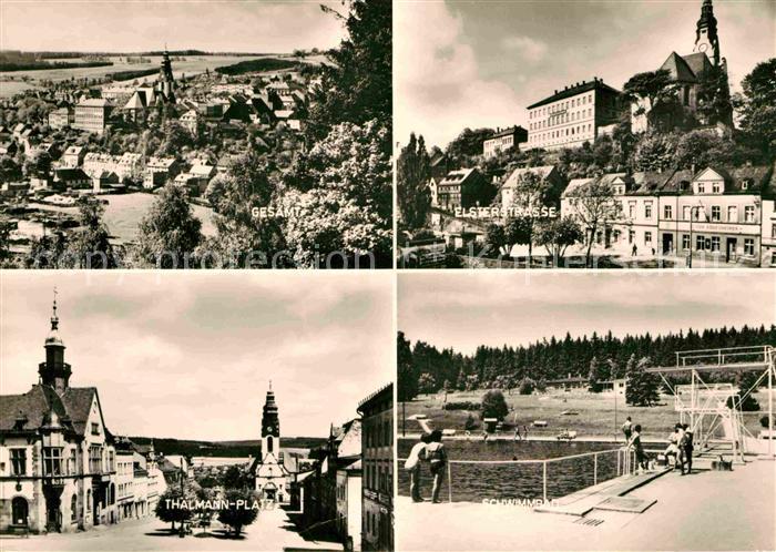 Adorf Vogtland Elsterstrasse Thaelmann Platz Schwimmbad Panorama