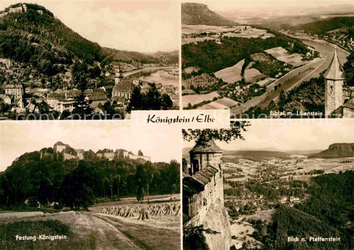 Koenigstein Saechsische Schweiz Elbe Lilienstein Festung Pfaffenstein Kirche