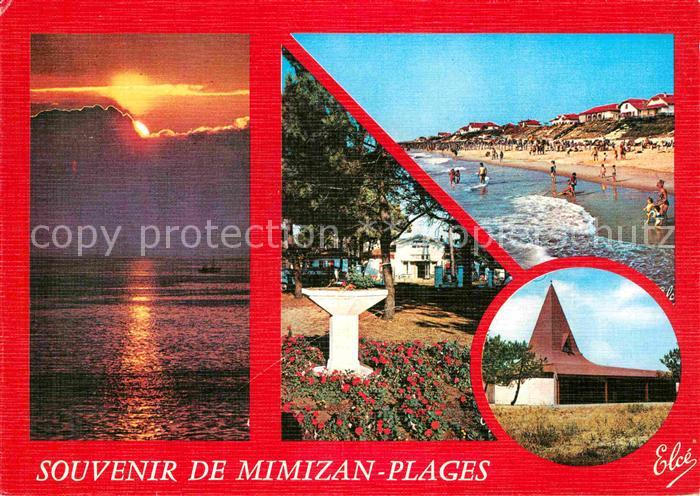 Mimizan Plage Strand Kirche Sonnenuntergang