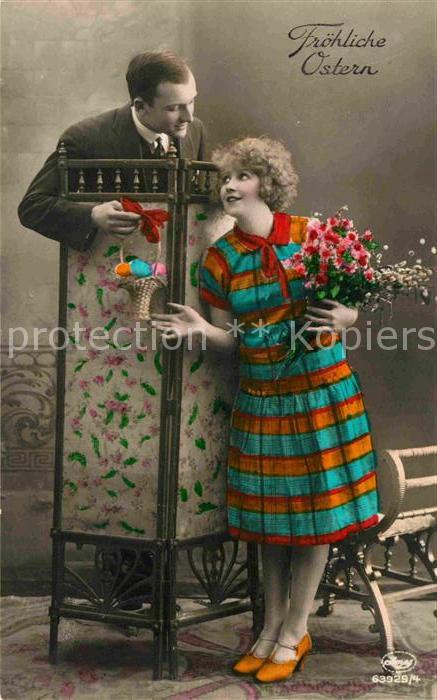 Foto Amag Nr. 63929/4 Ostern Mann Frau Blumen