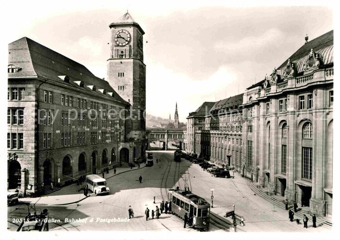 Strassenbahn St. Gallen Bahnhof Postgebaeude