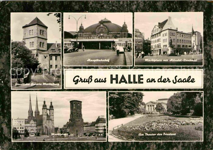 Halle Saale Marktplatz Haendel-Denkmal Hauptbahnhof
