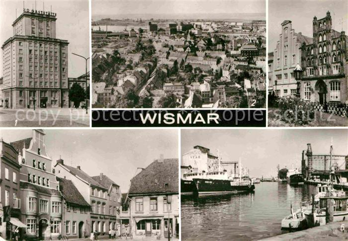 Wismar Mecklenburg Fliegeraufnahme Giebelhaeuser Hafen Alter-Schwede