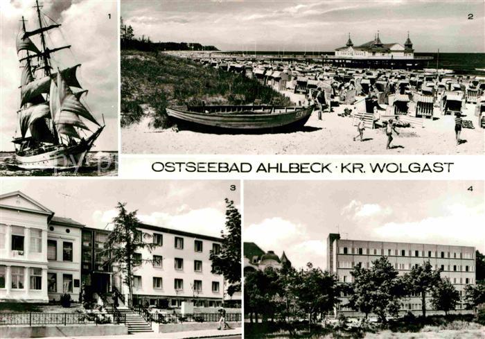 Ahlbeck Ostseebad Strand Seebruecke Segelsculschiff-Wilhelm-Pieck Erholungsheime