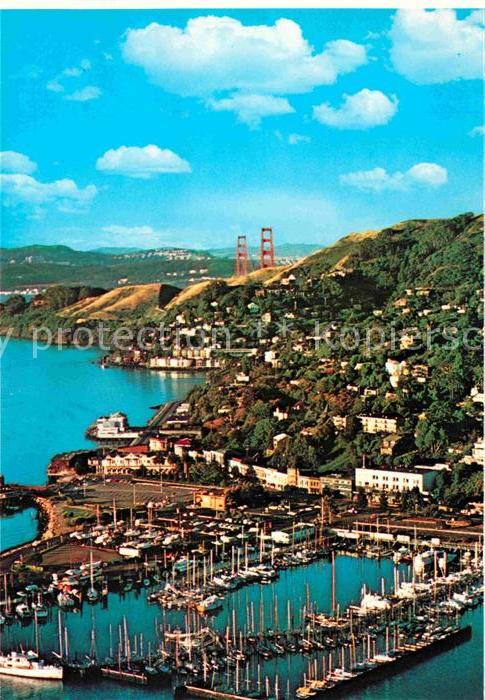 Sausalito Hafen Fliegeraufnahme und Golden-Gate-Bridge