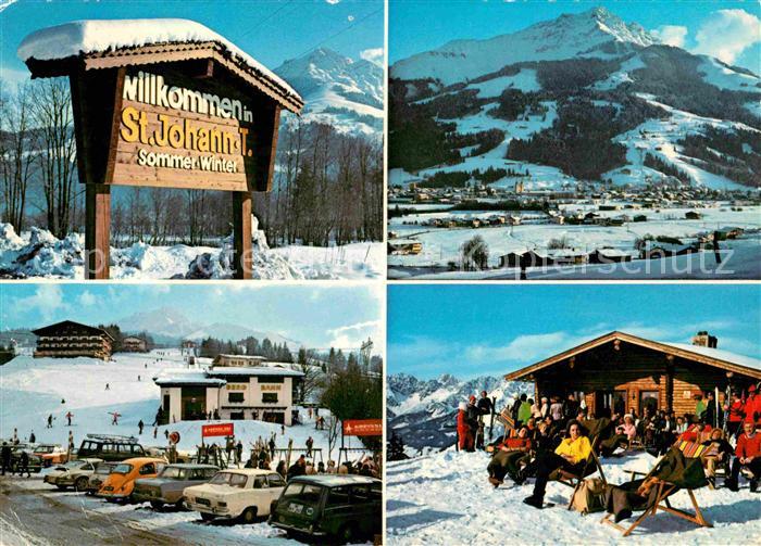 St Johann Tirol mit Kitzbueheler Horn Bergbahn Harschbuehelhuette mit Wildem Kai
