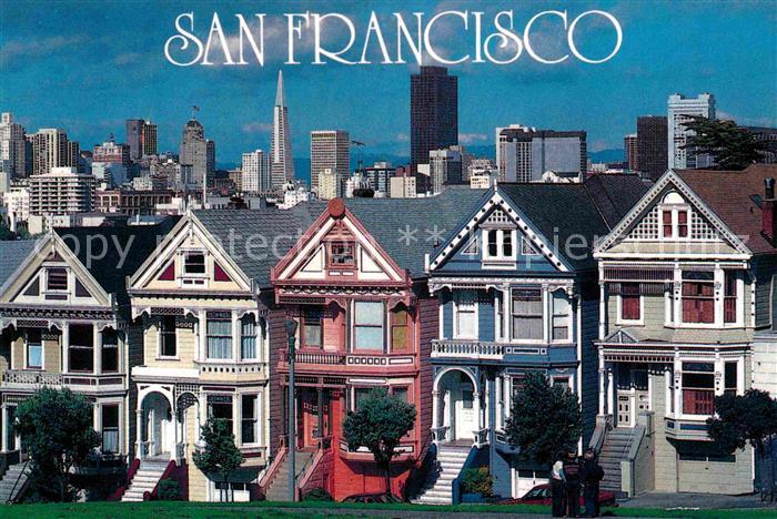 San Francisco California Victorian Homes Steiner Street seen from Alamo Park