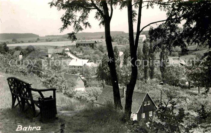 Bahra Saechsische Schweiz Ansicht vom Waldrand aus Ruhebank Handabzug