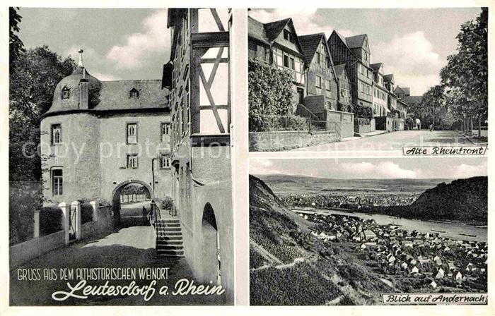 Leutesdorf Rhein Althistorischer Weinort Tor Alte Rheinfront Blick auf Andernach