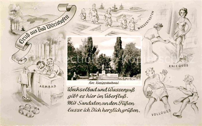 Bad Woerishofen Kuranwendungen Kneippdenkmal Kuenstlerkarte