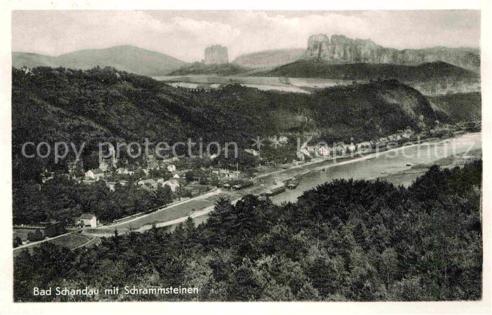 Bad Schandau Panorama Elbtal mit Schrammsteinen Elbsandsteingebirge