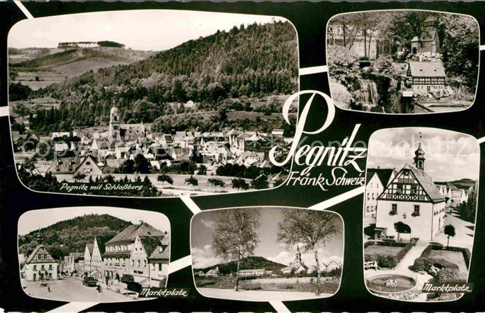 Pegnitz Gesamtansicht mit Schlossberg Marktplatz Kirche Fraenkische Schweiz Brom