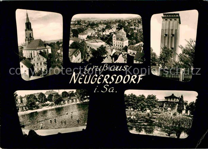 Neugersdorf Sachsen Teilansichten Kirche Turm Freibad