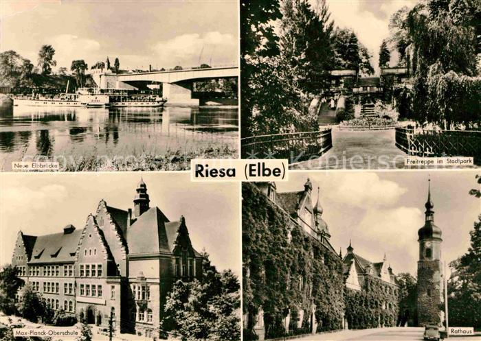 Riesa Sachsen Elbbruecke Freitreppe Stadtpark Rathaus Max Planck Oberschule