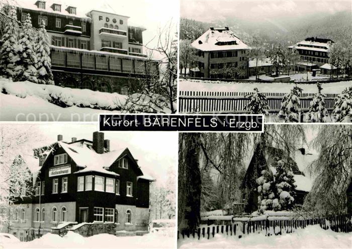 Baerenfels Erzgebirge Teilansichten Kurort im Winter FDGB Ferienheim HO Hotel Ga