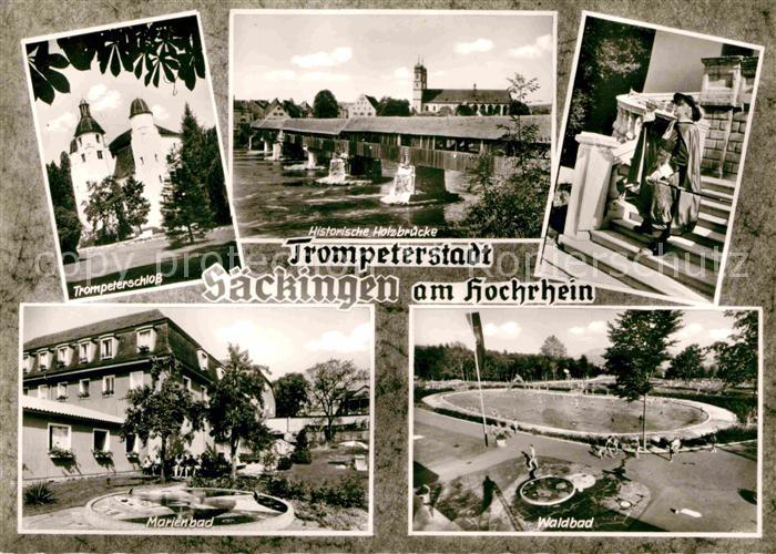 Bad Saeckingen Trompeterschloss Trompeter Historische Holzbruecke Marienbad Wald