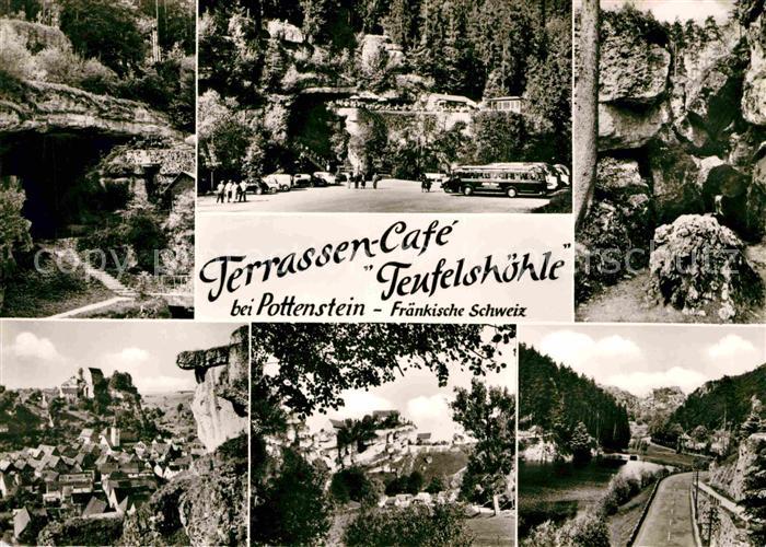 Pottenstein Oberfranken Terrassencafe Teufelshoehle Fraenkische Schweiz