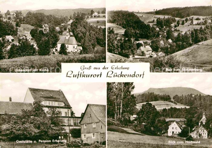 Lueckendorf Ortsansicht mit Kirche Sommeberg Hochwald Gaststaette Pension