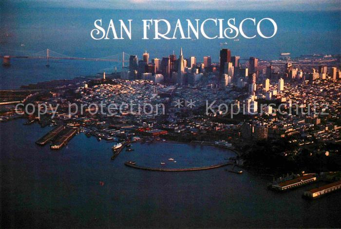 San Francisco California with Fishermans Wharf aerial view