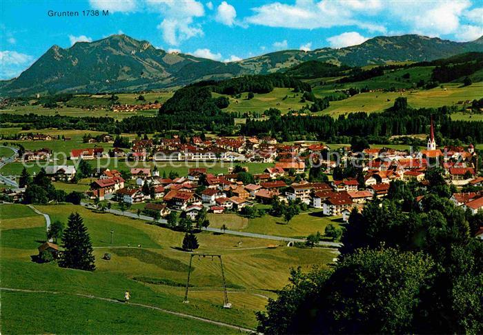 Fischen Allgaeu Panorama Blick zum Grunten Allgaeuer Alpen Luftkurort