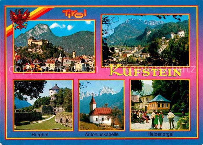 Kufstein Tirol Stadtbild mit Festung Alpenblick Burghof Antoniuskapelle Heldenor