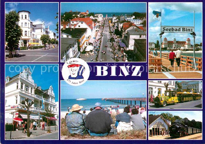 Binz Ruegen Ferienheime Hotels Strassenpartie Strand Touristenbahn Molly Dampflo
