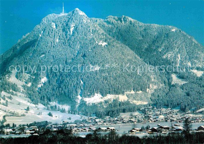 Burgberg Allgaeu Winterpanorama mit Gruenten Allgaeuer Alpen