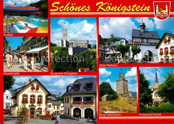 Koenigstein Taunus Kurbad Hauptstrasse Burgruine Rathaus Burg Falkenstein Kirche