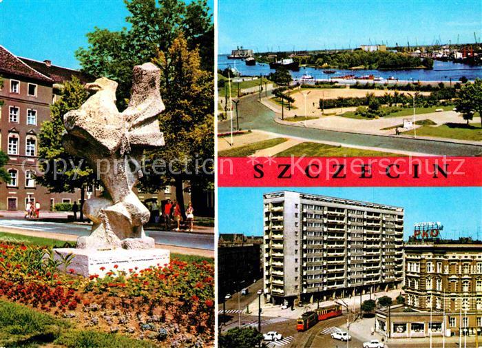 Szczecin Stettin Rzezba Gryfa Pomorskiego Port na Odrze Plac Przyjazni Polsko Ra