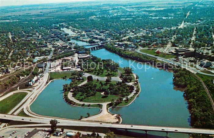 Janesville Wisconsin Memorial Bridge Veterans Memorial Traxler Park aerial view