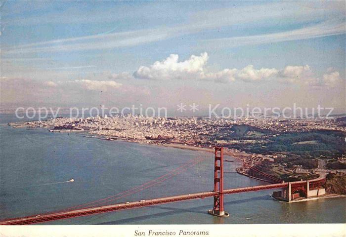 San Francisco California Panorama City and Golden Gate Bridge aerial view