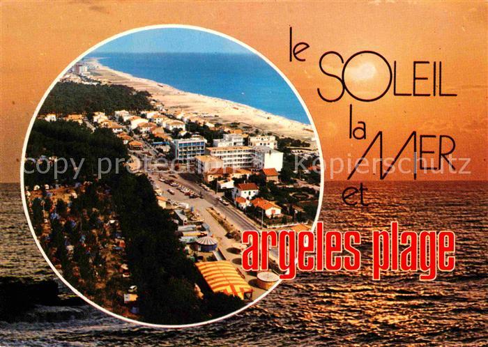Argeles Plage Strand Hotels Fliegeraufnahme Sonnenunt