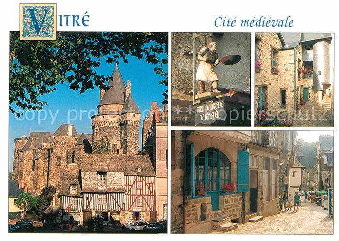 Vitre d Ille-et-Vilaine Chateau Maisons a Colombages de la rue d En Bas et le co