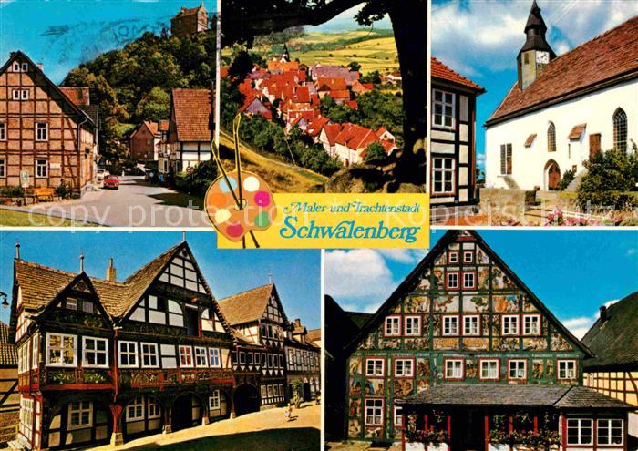 Schwalenberg Dorfmotive Fachwerkhaeuser Kirche