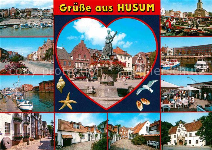 Husum Nordfriesland Orts und Teilansichten Marktplatz Brunnen