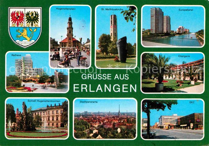 ERLANGEN Bayern Hugenottenplatz St Matthaeuskirche Europakanal Rathaus Orangerie