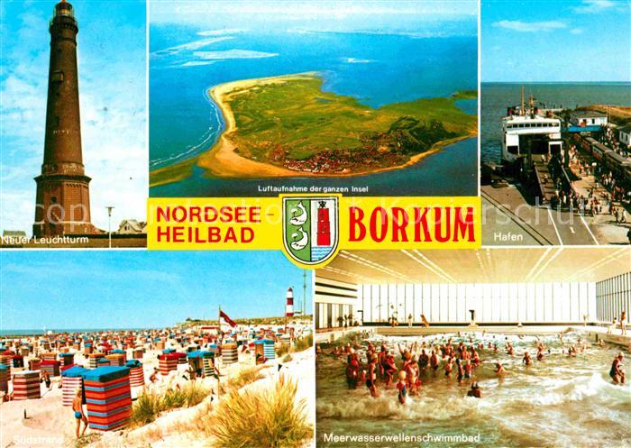 BORKUM Nordseebad Niedersachsen Neuer Leuchtturm Fliegeraufnahme Hafen Strand Me
