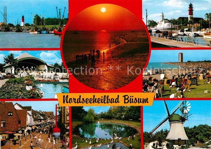 Buesum Nordseebad Hafenpartie Leuchtturm Sonneuntergang Konzertplatz Dorfmotive