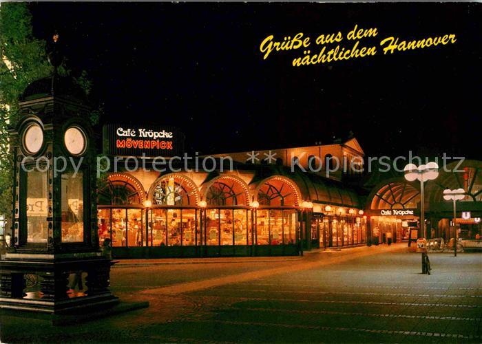 HANNOVER  CITY bei Nacht mit Cafe Kroepcke