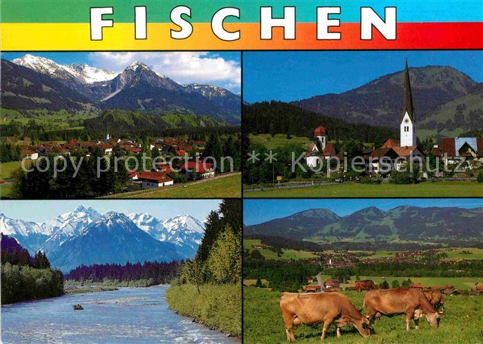 Fischen Allgaeu Panorama Kirche Teilansichten Viehweide