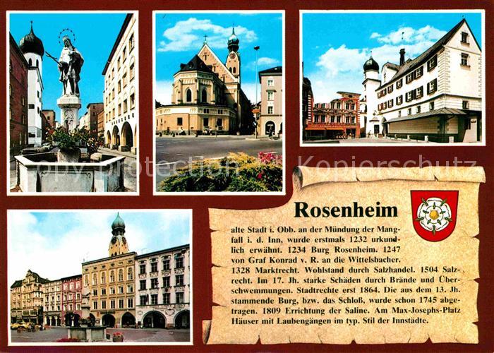 Rosenheim Bayern Heilig Geist Str mit Hl Nepomuk Pfarrkirche Mittertor und Heima