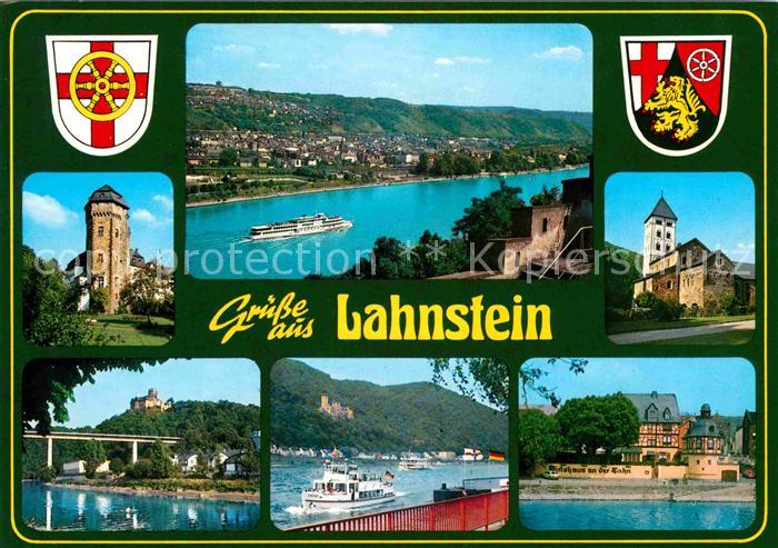 Lahnstein Panorama Rhein und Lahnpartie Schloss Kirche