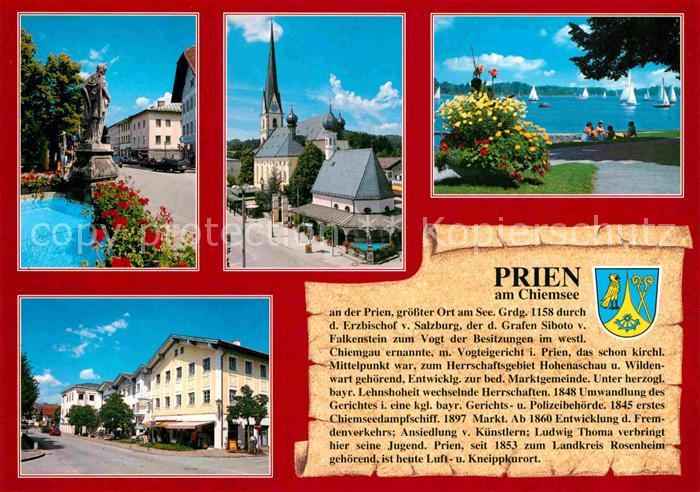 Prien Chiemsee Stadtbrunnen Kirche Am See Ortsmitte