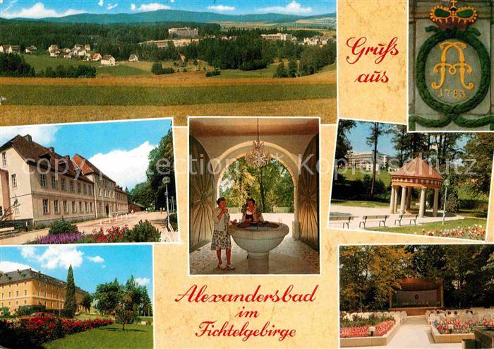 Bad Alexandersbad Panorama Altes Schloss mit Kuranlage Luisenquelle Kurhaus Musi