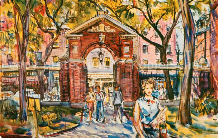 Cambridge Massachusetts Harvard Gate watercolor painting by Charles Demetropoulo