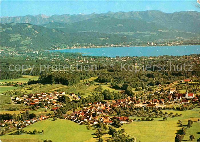 Lindau Bodensee mit Alpen Fliegeraufnahme